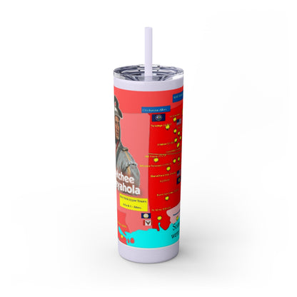 Opothleyahola Skinny Tumbler – Colorful Native American Portrait Design, 20oz Stainless Straw Cup