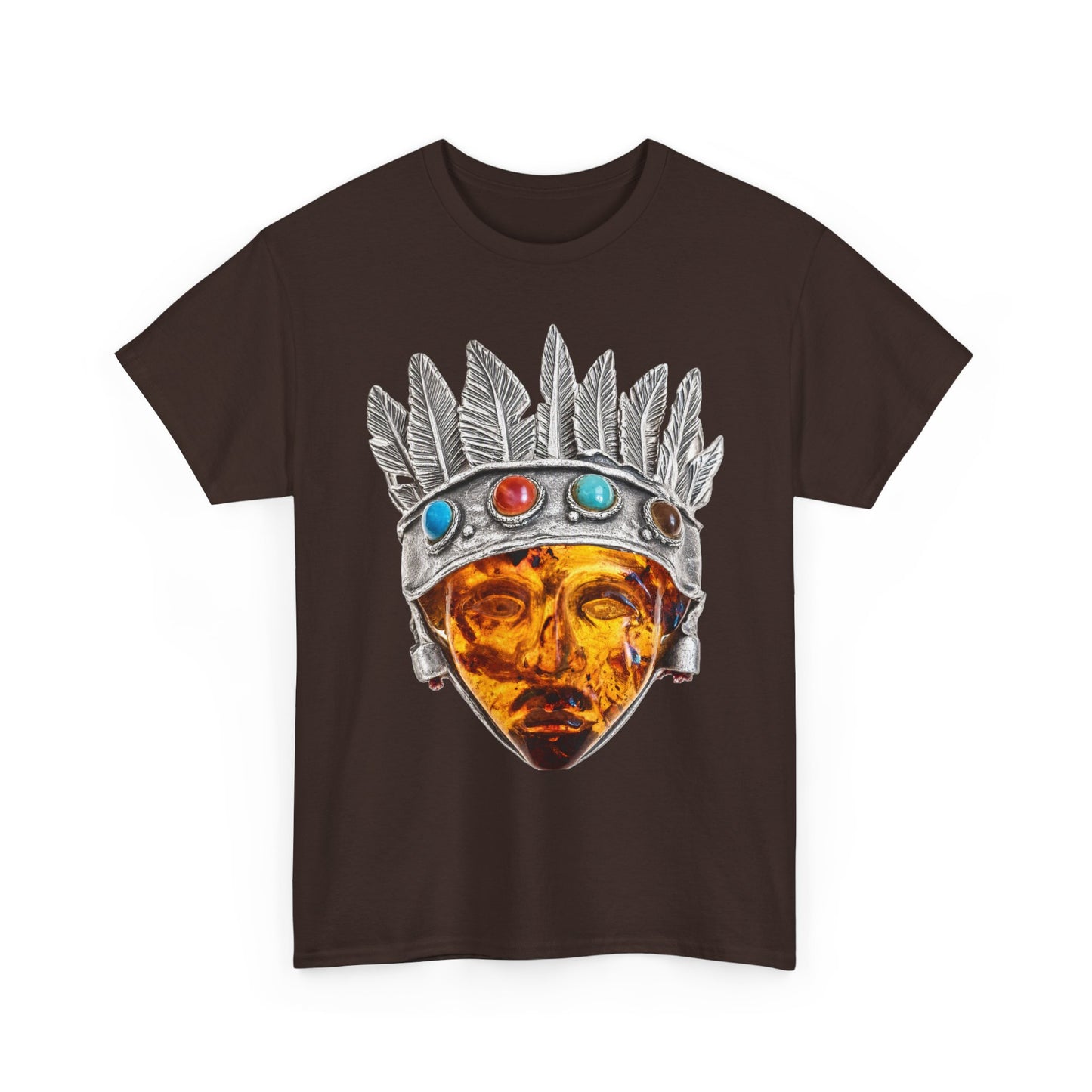 Tribal Crown Mask Tee — Vintage Gemstone Headdress Graphic T-Shirt