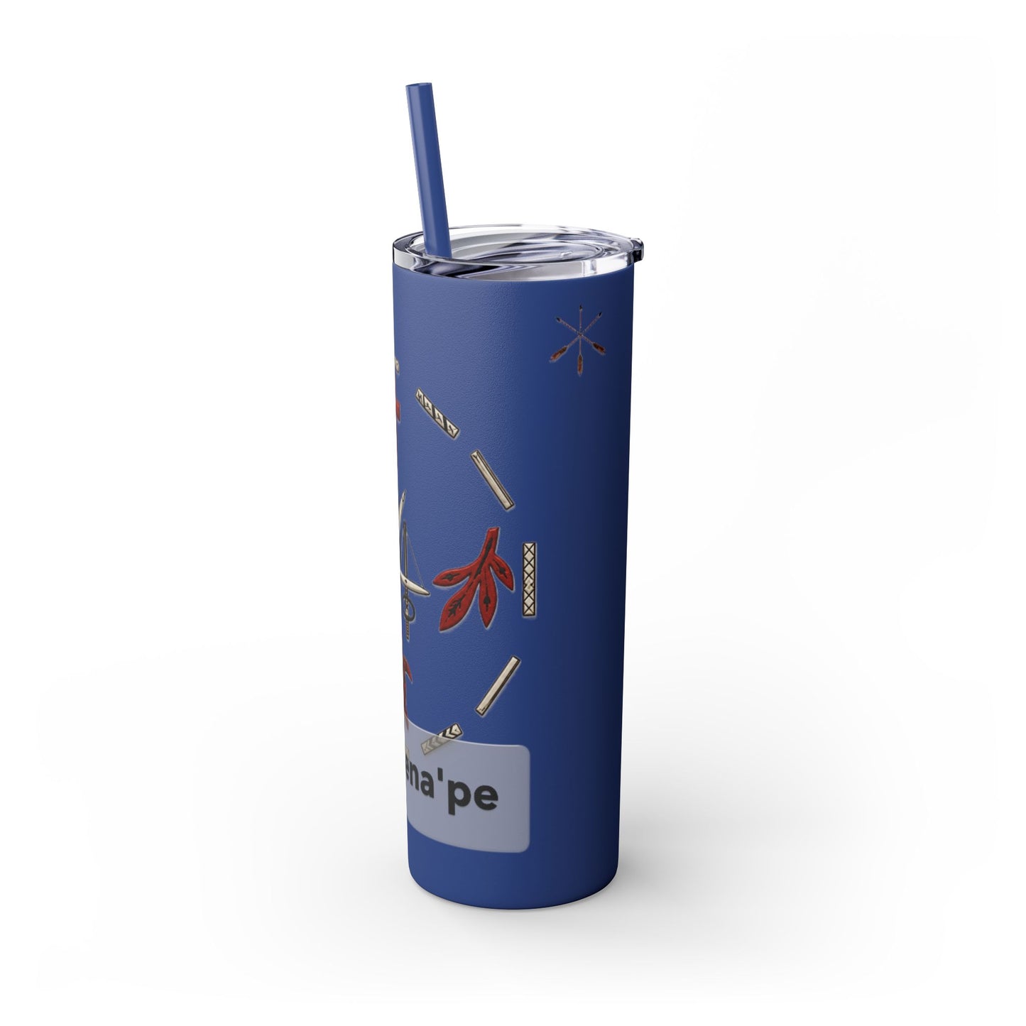 Delaware East Personalized 20oz Skinny Tumbler with Straw — Custom Name Tribal Crest Design