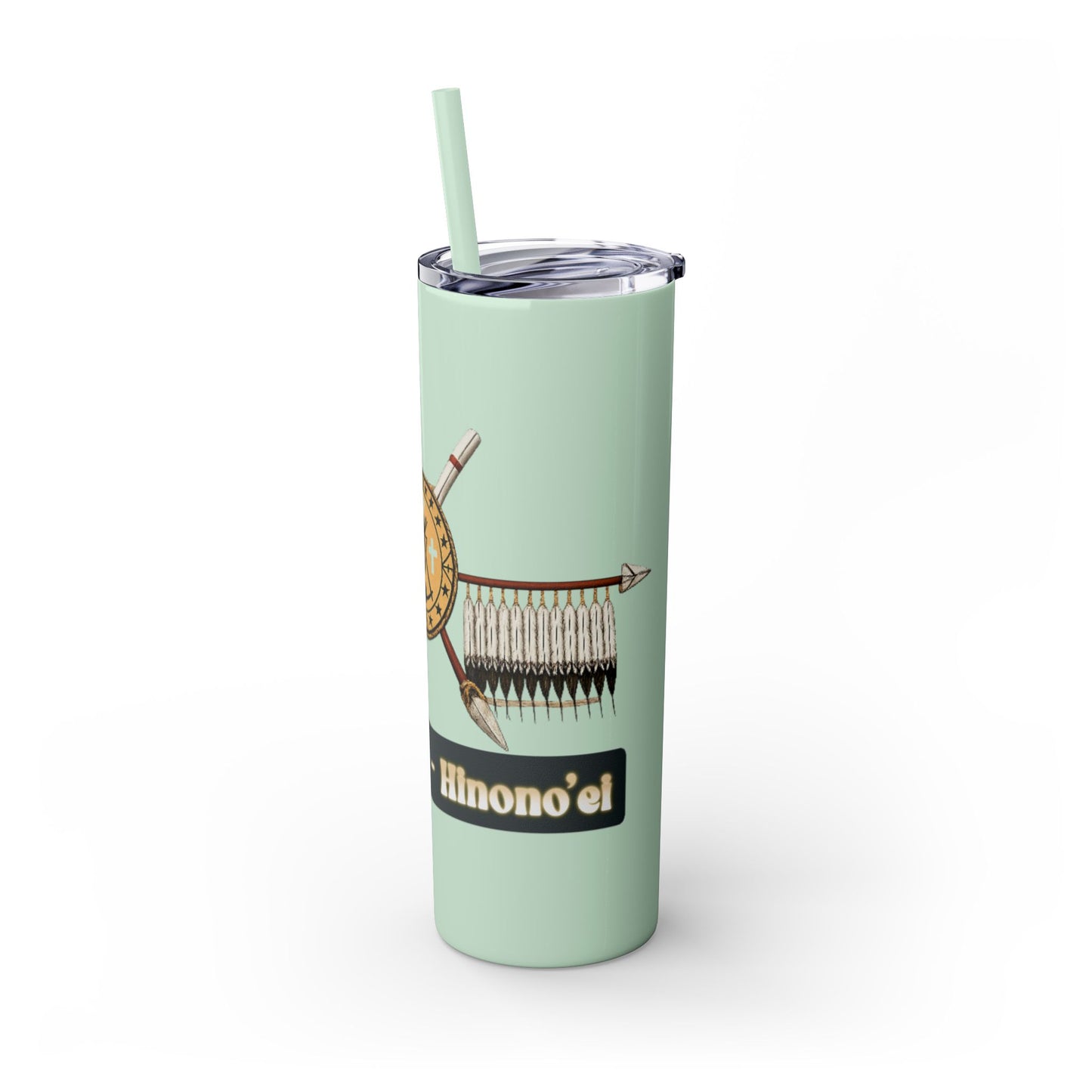 Cheyenne Arapaho 20oz Skinny Tumbler — Native American Shield & Arrows Design (Tsistsistas - Hinono'eitiit)
