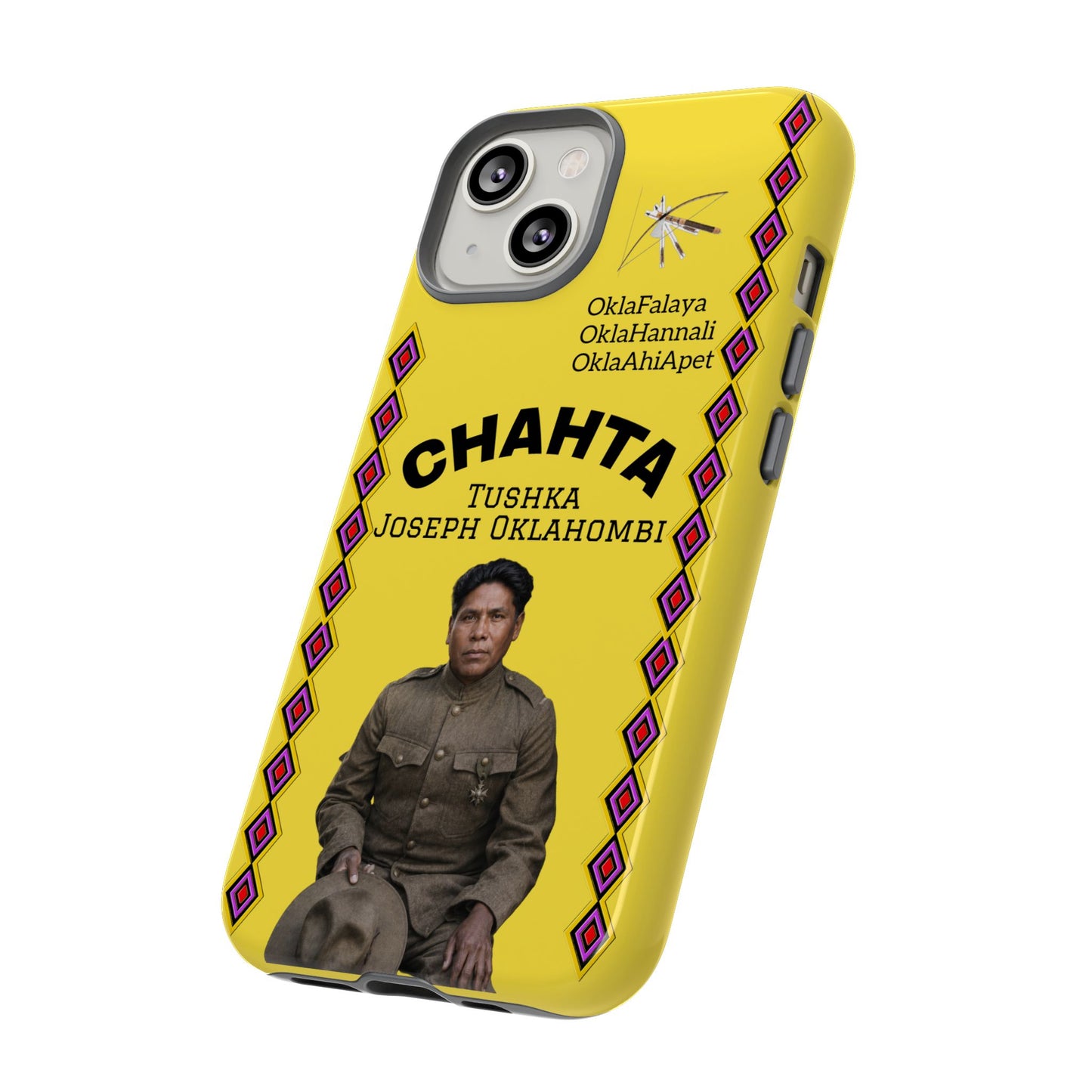 Chahta Tushka Joseph Oklahombi Yellow Phone Case — Native American Tribute Protective Cover