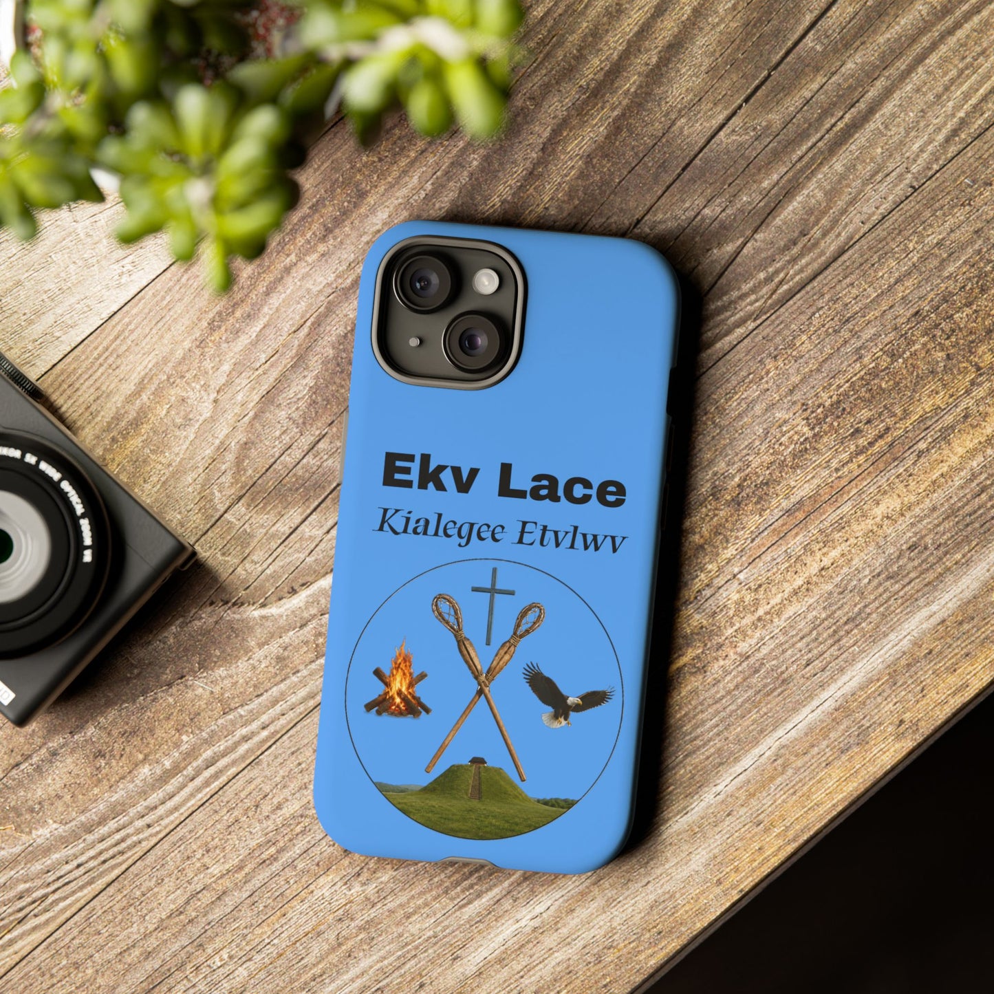 Kialegee Protective Phone Case — Custom 'Ekv Lace' Cross & Campfire Design