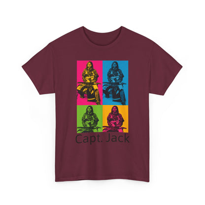 T-Shirt — Capt. Jack Pop-Art Portrait Tee with Arrow Back Print