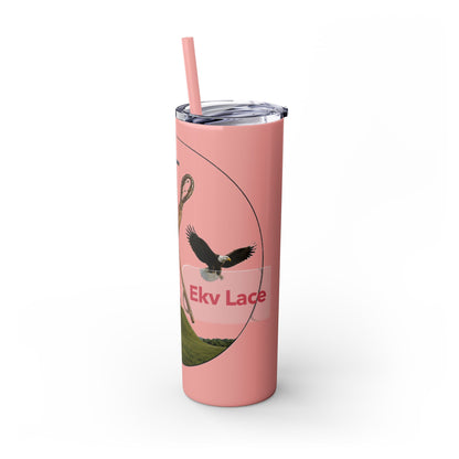 Kialegee 20oz Skinny Tumbler — Faith & Outdoor Lacrosse Design with Cross, Sticks, Campfire