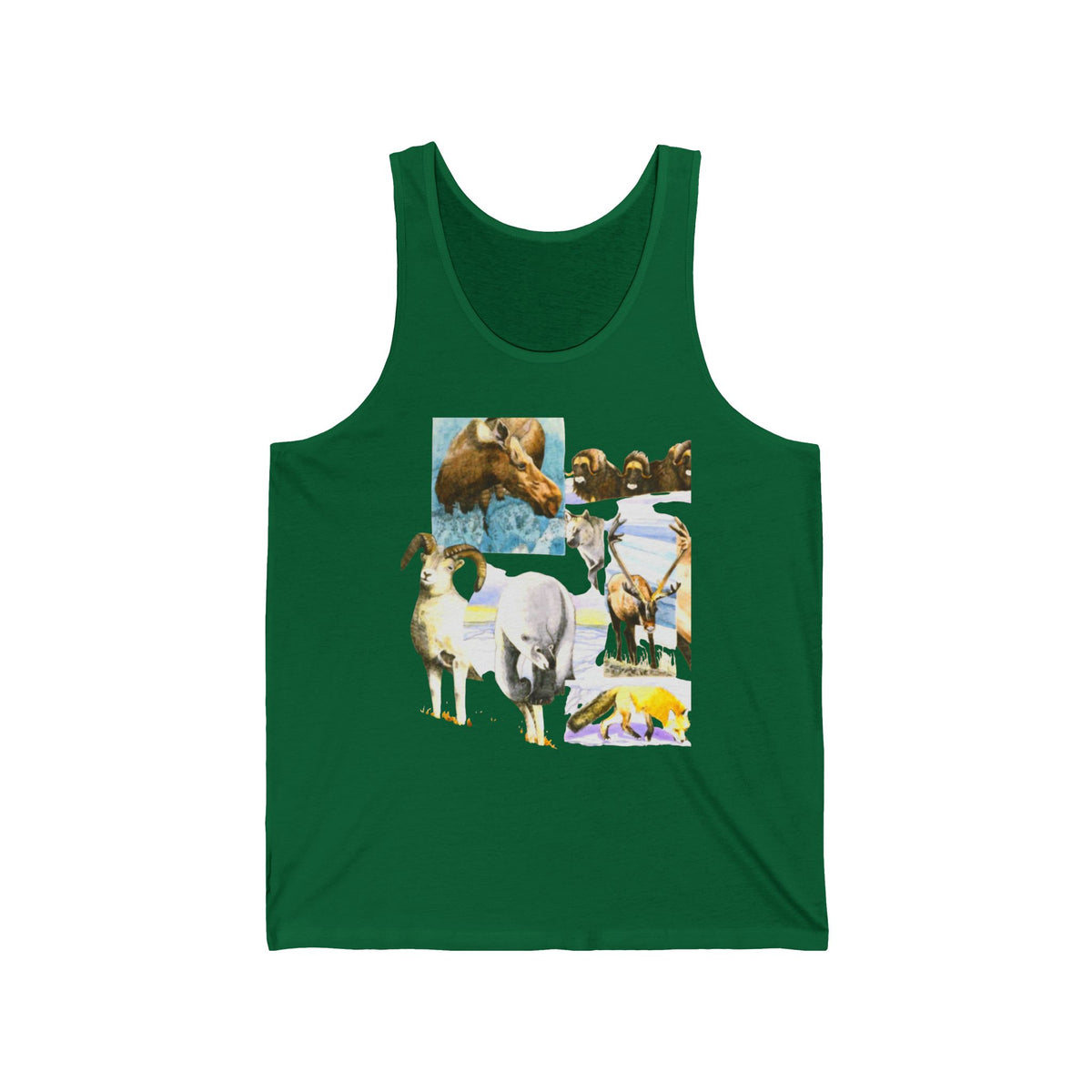 Wildlife Collage Tank Top — Vintage Animals & Arrow Back Graphic