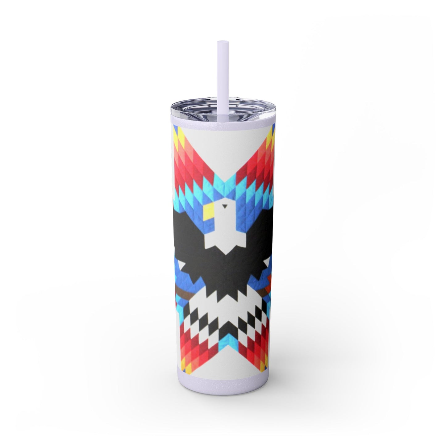 Onci 20oz Skinny Tumbler - Geometric Thunderbird Design, Insulated Travel Cup with Straw