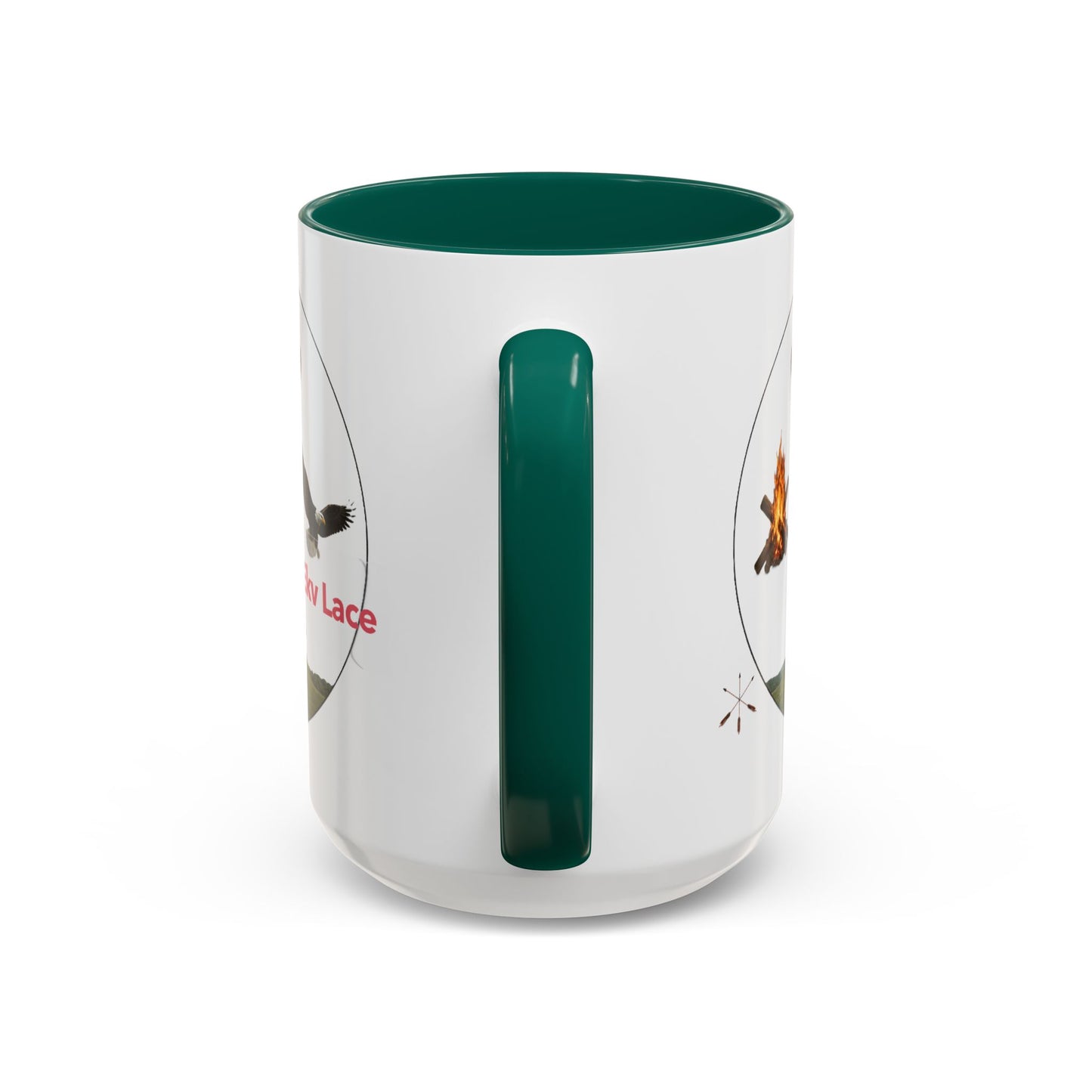 Kialegee Adventure Mug — 'Ekv Lace' Cross, Eagle & Campfire Ceramic Coffee Cup (11oz/15oz)