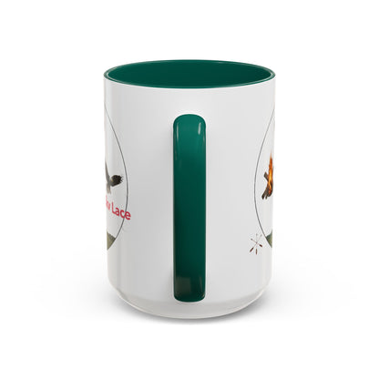 Kialegee Adventure Mug — 'Ekv Lace' Cross, Eagle & Campfire Ceramic Coffee Cup (11oz/15oz)