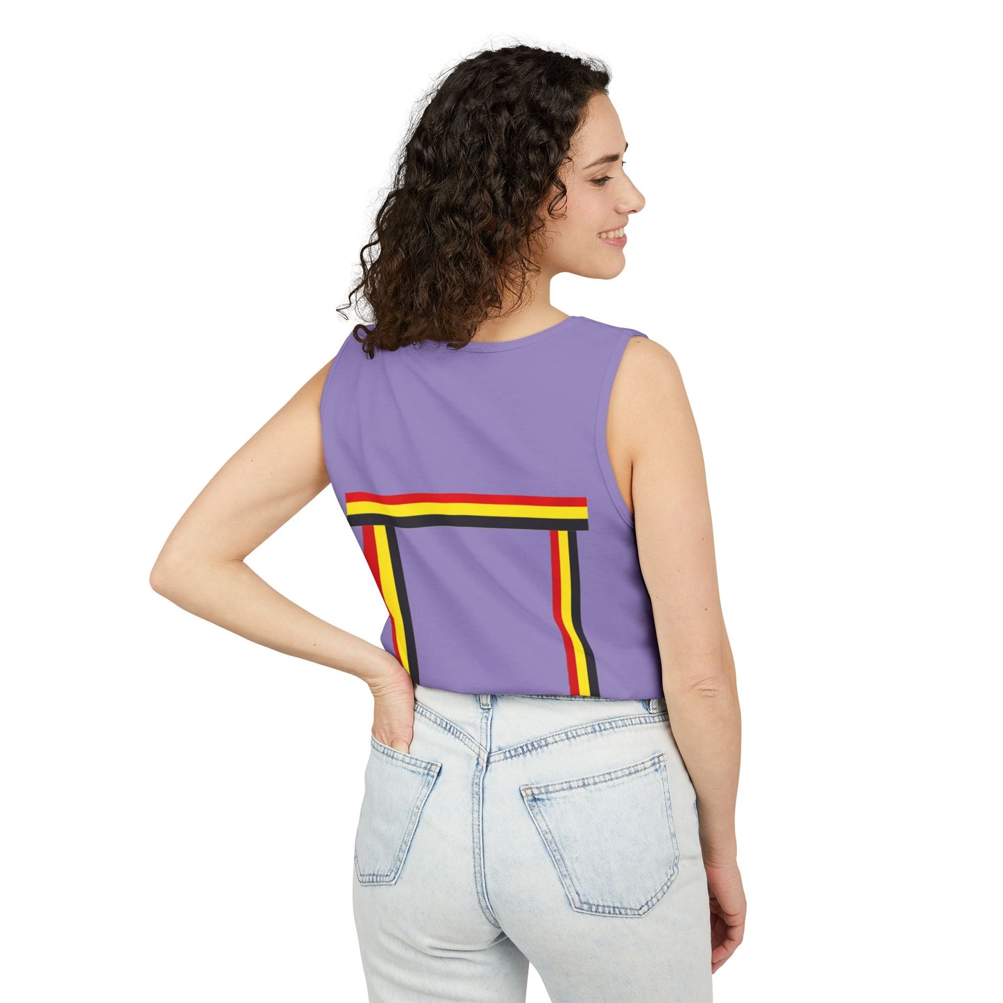 Ribbon shirt inspired Tank Top — Red Black Gold Striped Graphic Tank