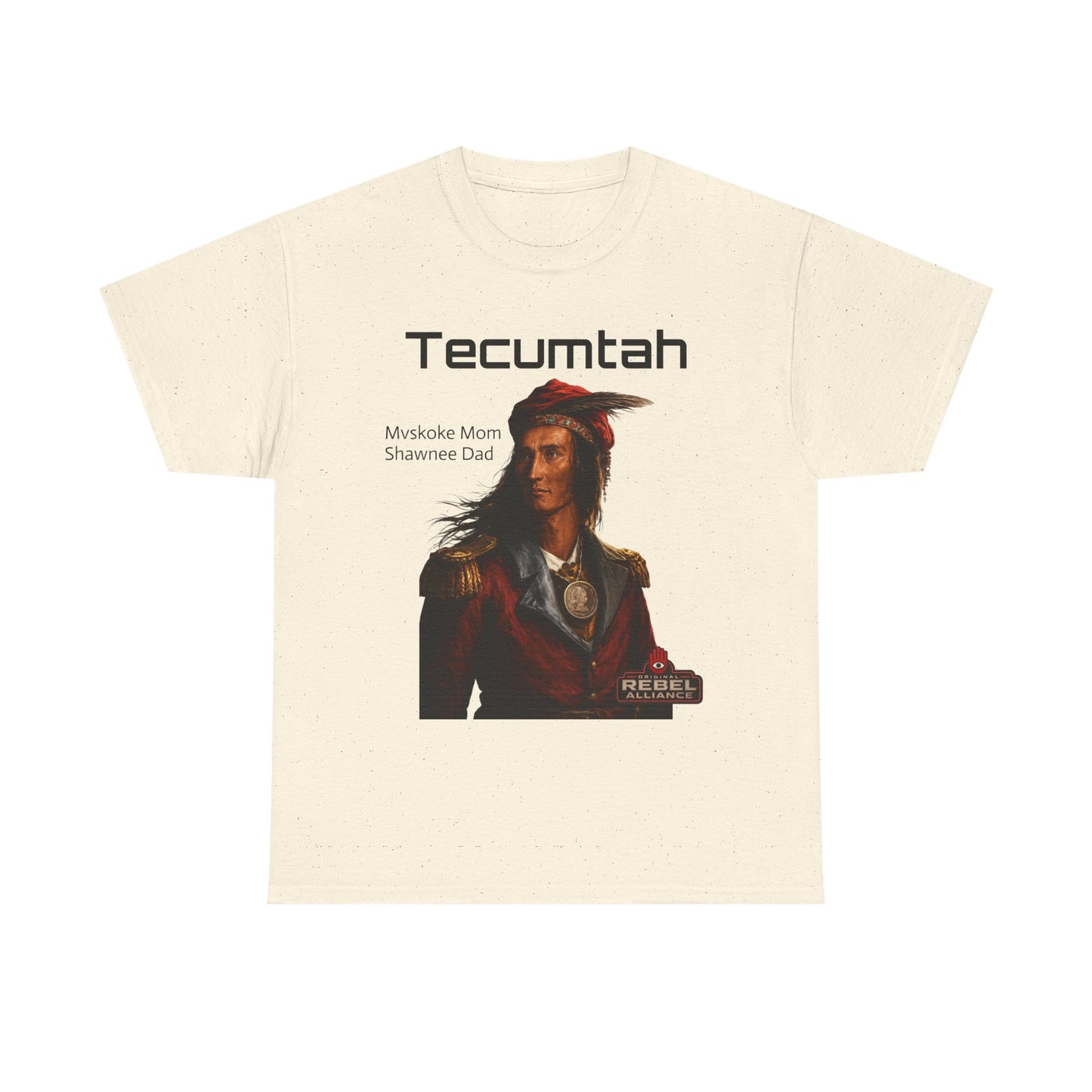 Tecumtah Native American Portrait T‑Shirt — Mvskoke Mom/Shawnee Dad Heritage Tee