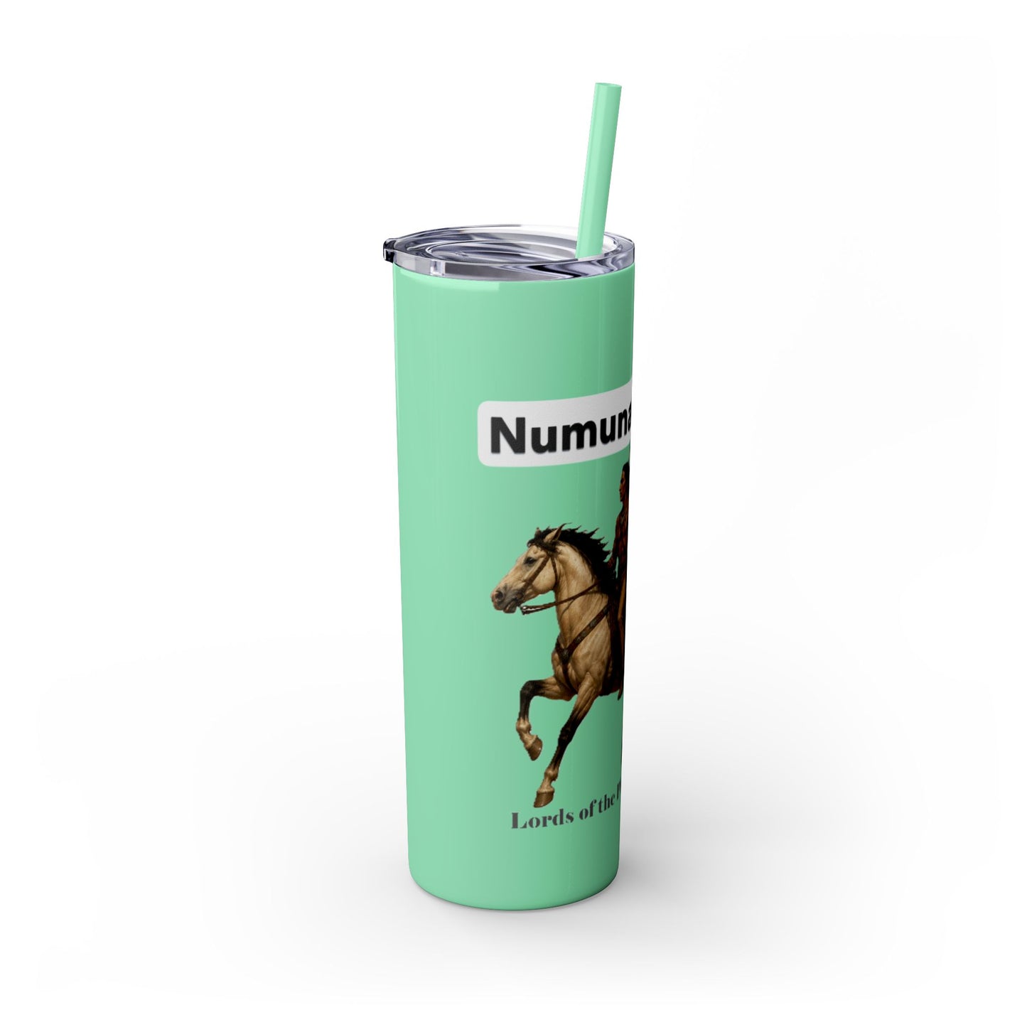 Comanche Numunah Warrior Horse 20oz Skinny Tumbler with Straw — Native American Inspired Travel Cup