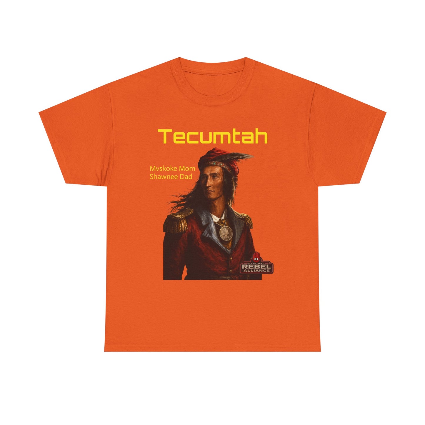 Tecumtah Native American Portrait T‑Shirt — Mvskoke Mom/Shawnee Dad Heritage Tee