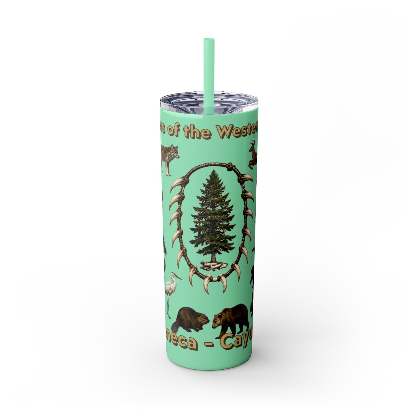 Seneca Cayuga Skinny Tumbler with Straw, 20oz
