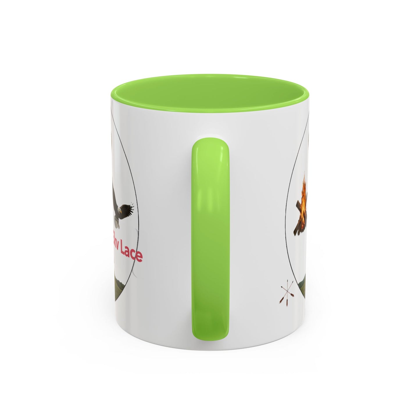 Kialegee Adventure Mug — 'Ekv Lace' Cross, Eagle & Campfire Ceramic Coffee Cup (11oz/15oz)