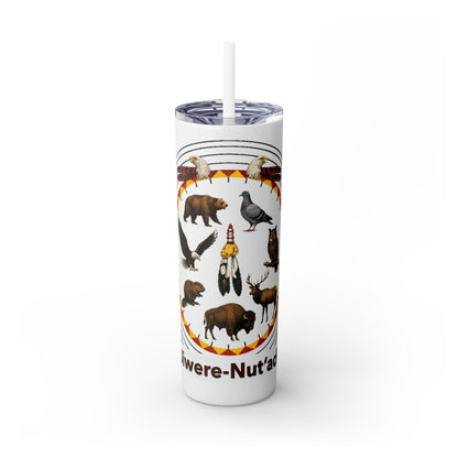 Otoe Missouria Native Animal Medicine Wheel 20oz Skinny Tumbler with Straw