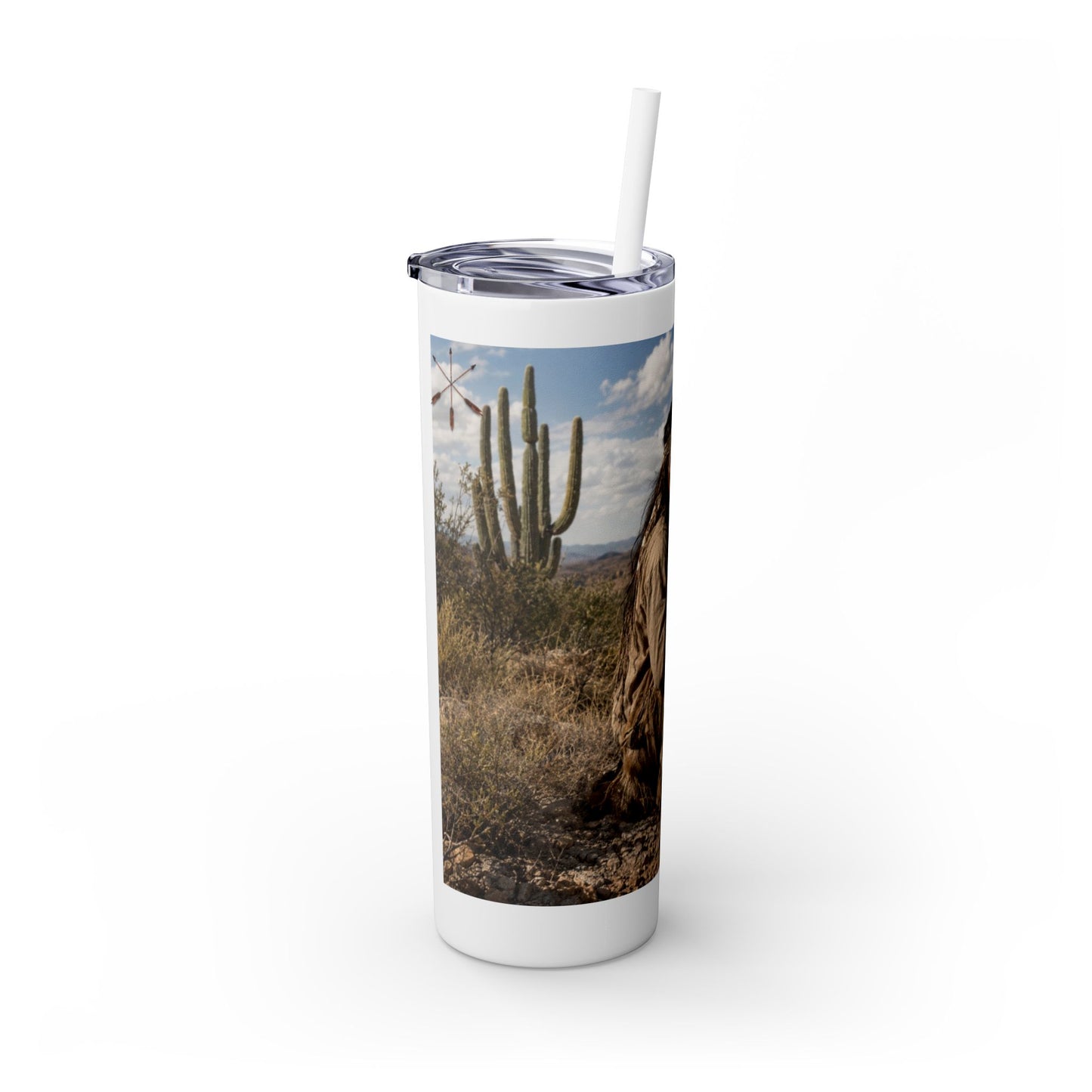 Ft. Sill Apache 20oz Skinny Tumbler with Desert Native Warrior Photo Wrap