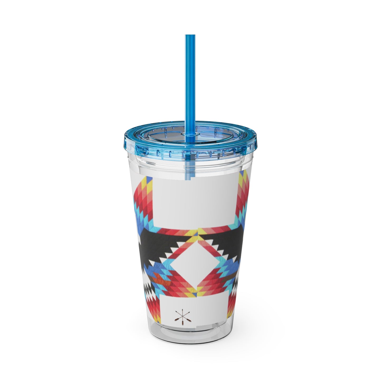Onci 16oz Sunsplash Tumbler with Straw — Southwestern Eagle Pattern, Insulated Travel Cup