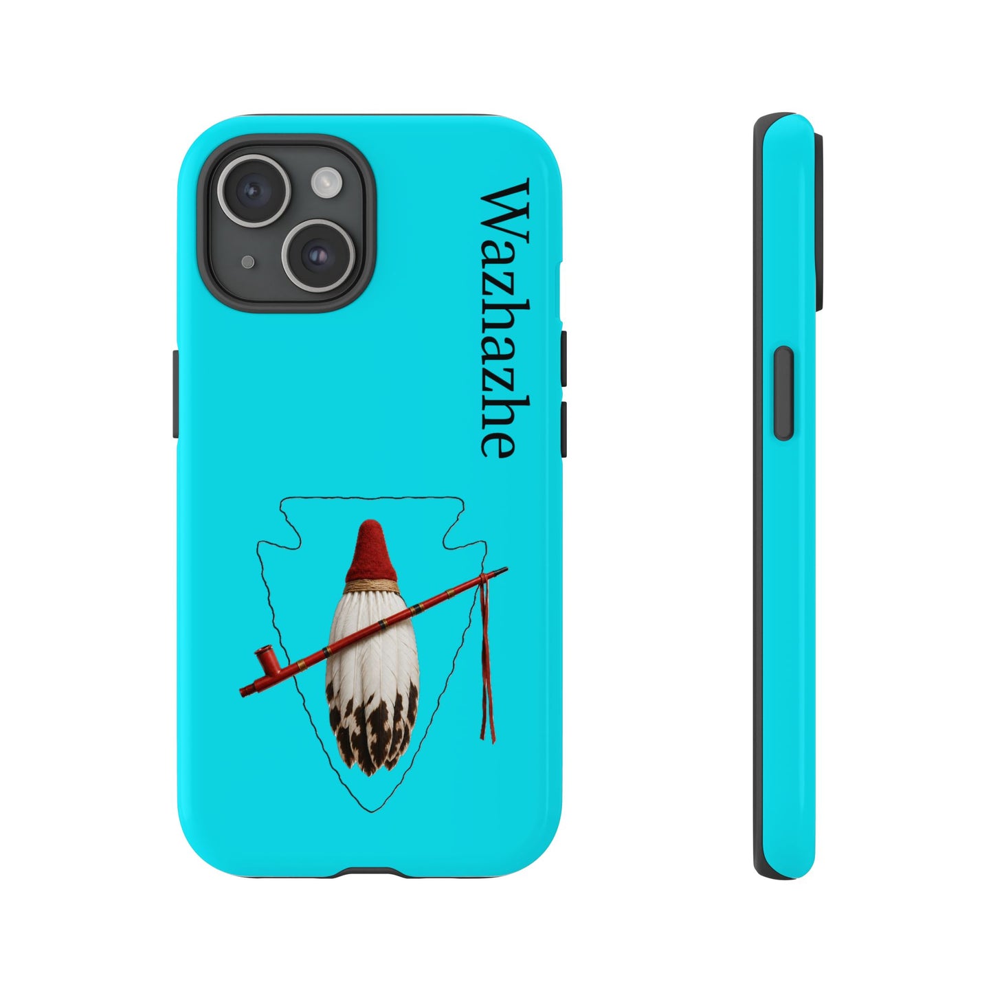 Osage Phone Case — Wazhahze Tribal Shield Design (Native Feather & Tomahawk)