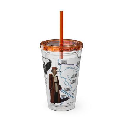 Blackhawk 16oz Tumbler with Straw — Illustrated Map & Raven Design