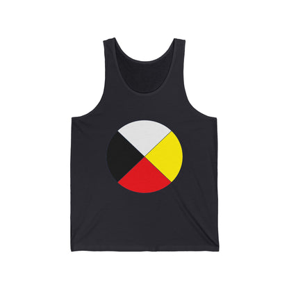 Native Medicine Wheel Tank Top — Four Directions Circle Design with Crossed Arrows