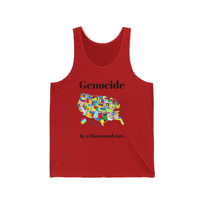 Genocide by a Thousand Cuts USA Map Tank Top — Political Statement Graphic Tank