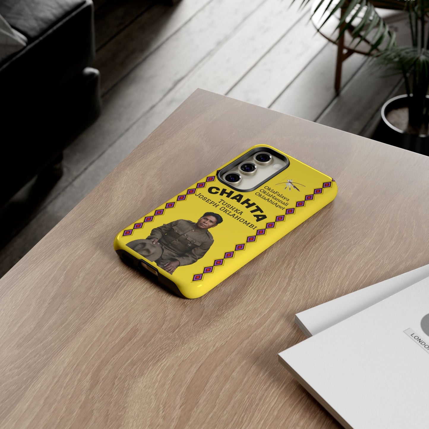 Chahta Tushka Joseph Oklahombi Yellow Phone Case — Native American Tribute Protective Cover
