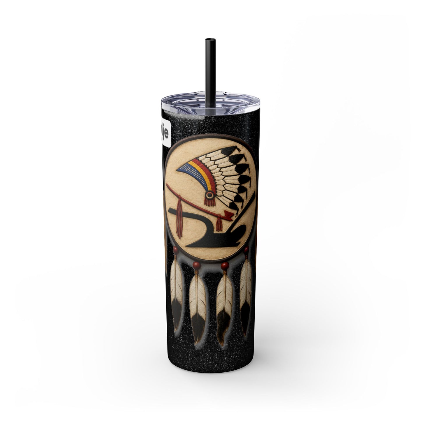 Iowa 20oz Skinny Tumbler with Native Dreamcatcher Design - 'Pahodje' Travel Straw Cup