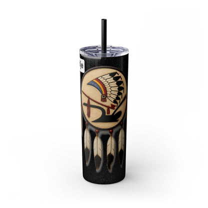 Iowa 20oz Skinny Tumbler with Native Dreamcatcher Design - 'Pahodje' Travel Straw Cup