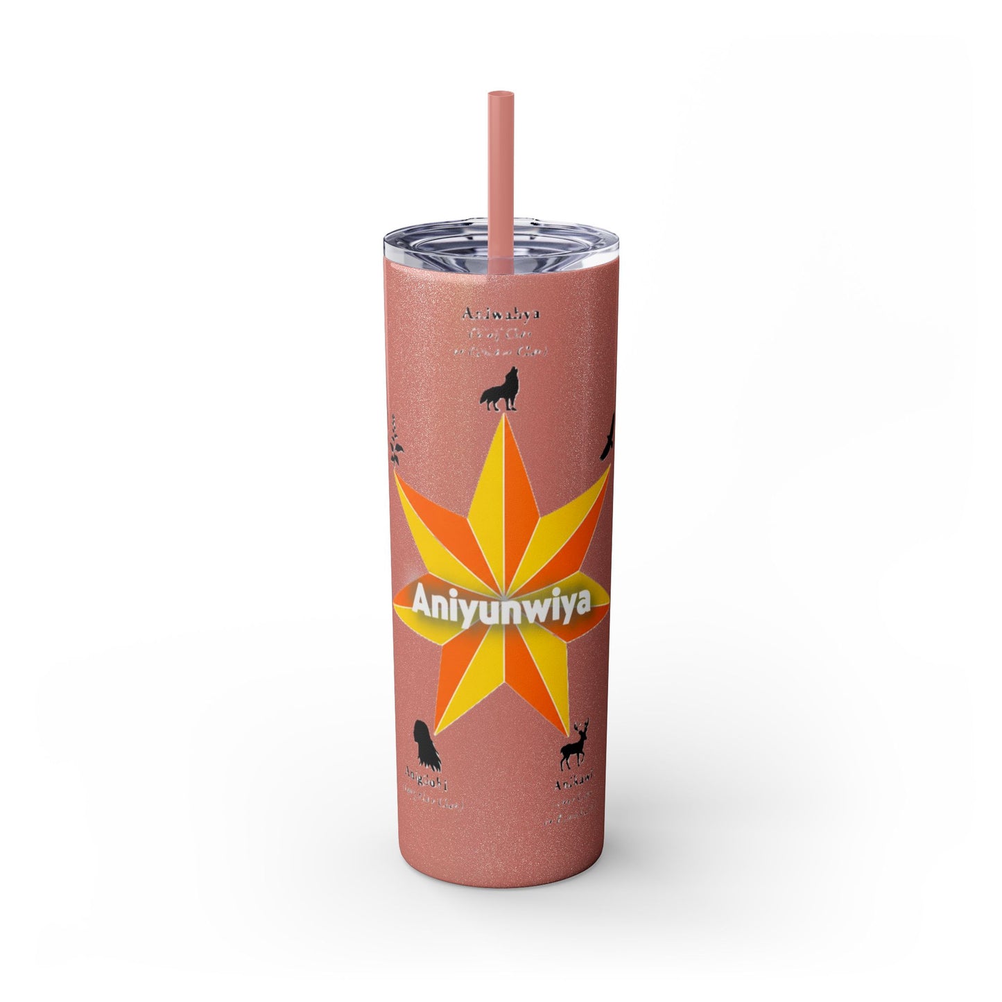 Cherokee 20oz Skinny Tumbler - Aniyunwiya Star Design with Straw