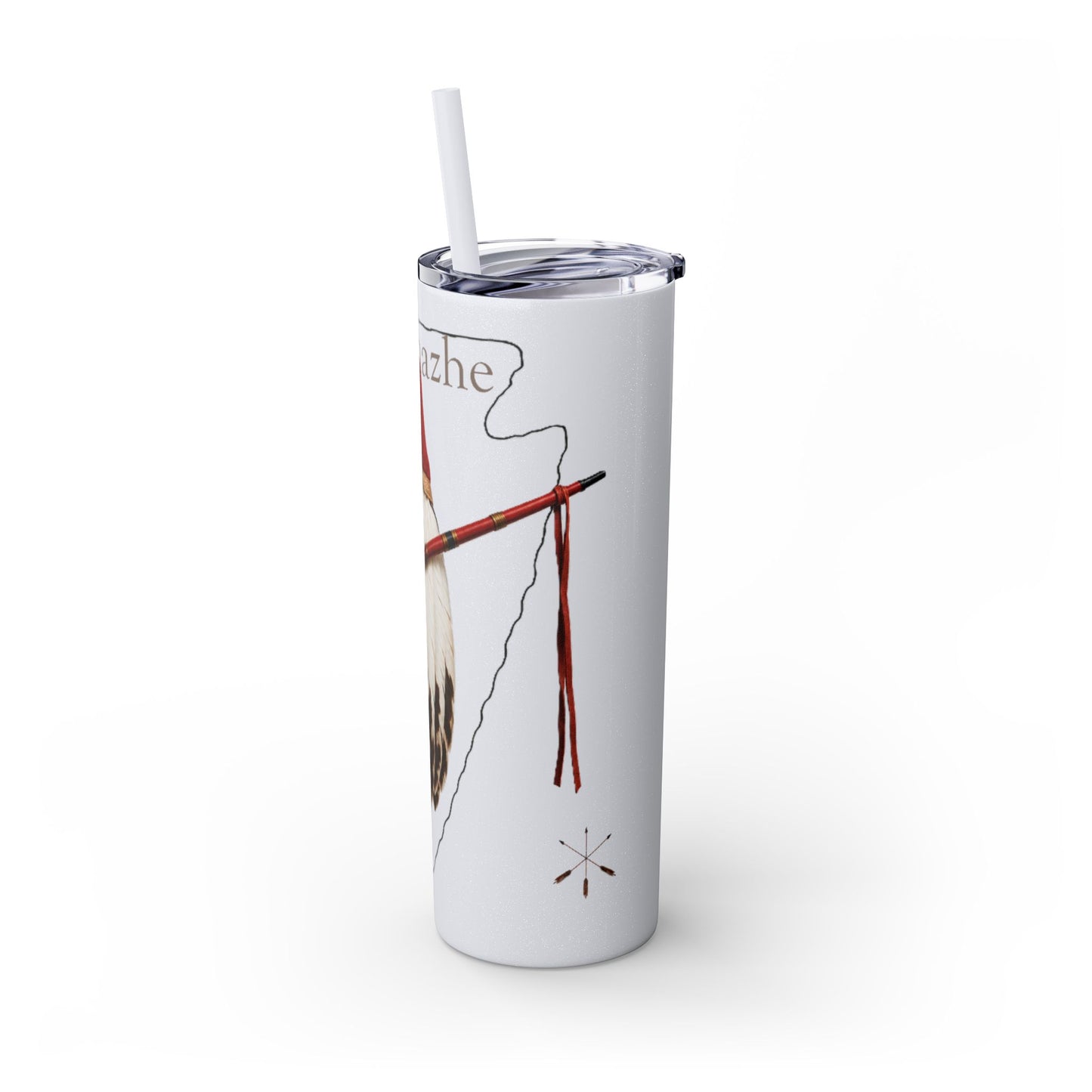 Osage Skinny Tumbler — Native Feather & Pipe Design 20oz Straw Cup