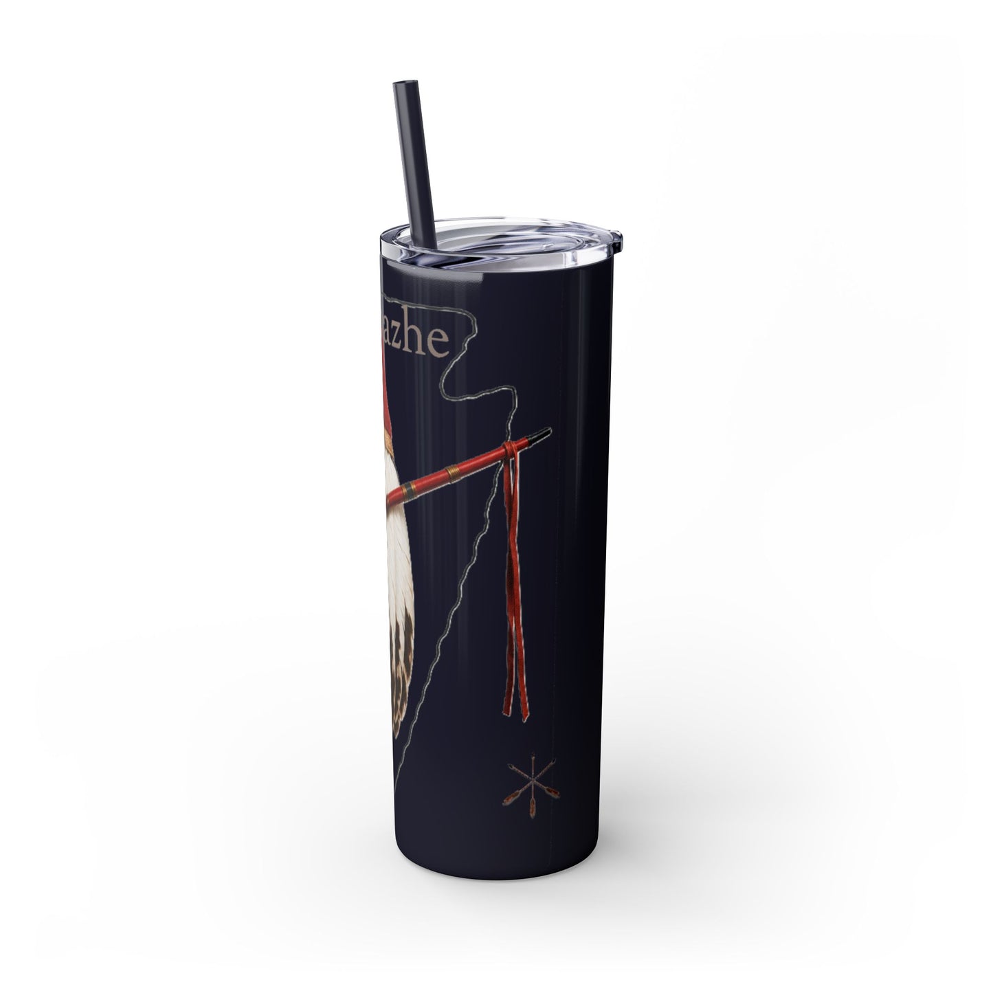 Osage Skinny Tumbler — Native Feather & Pipe Design 20oz Straw Cup