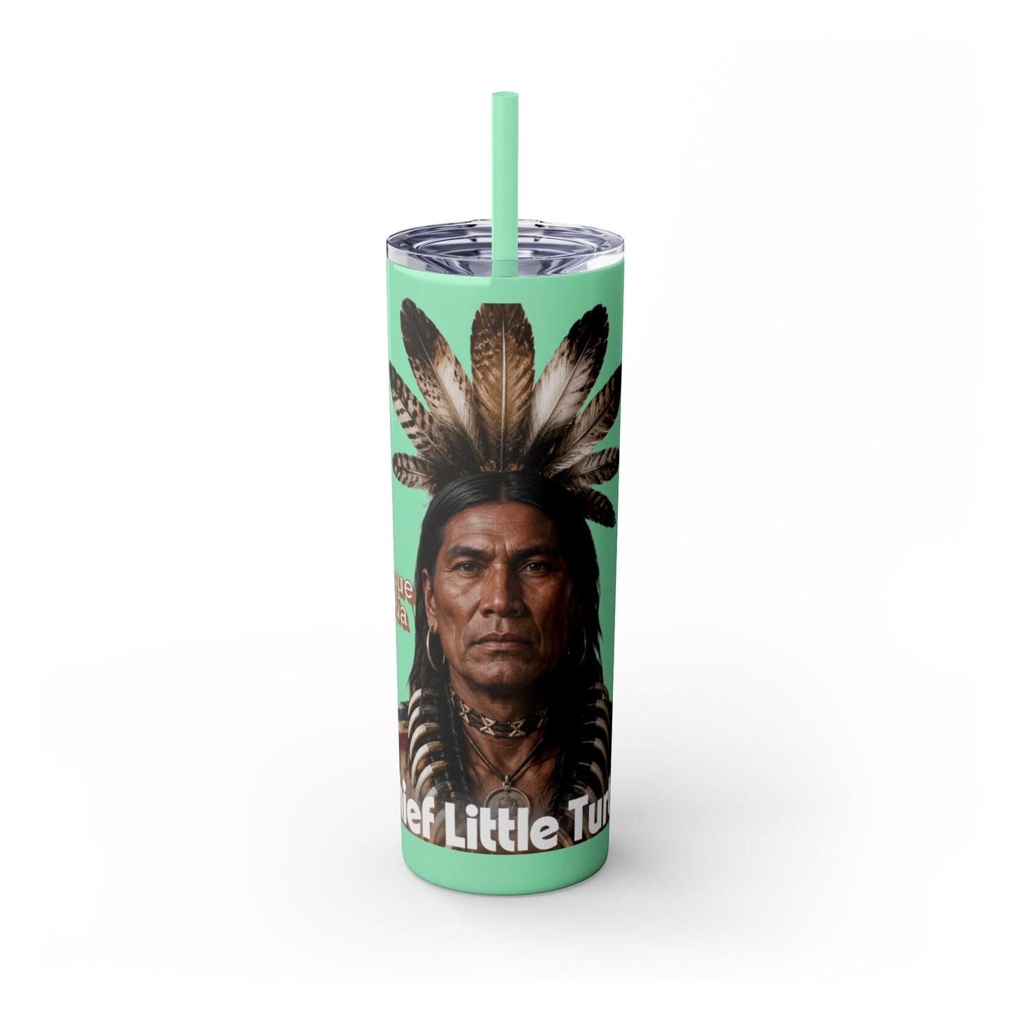 Miami 20oz Skinny Tumbler with Straw — Native Chief Portrait Travel Cup