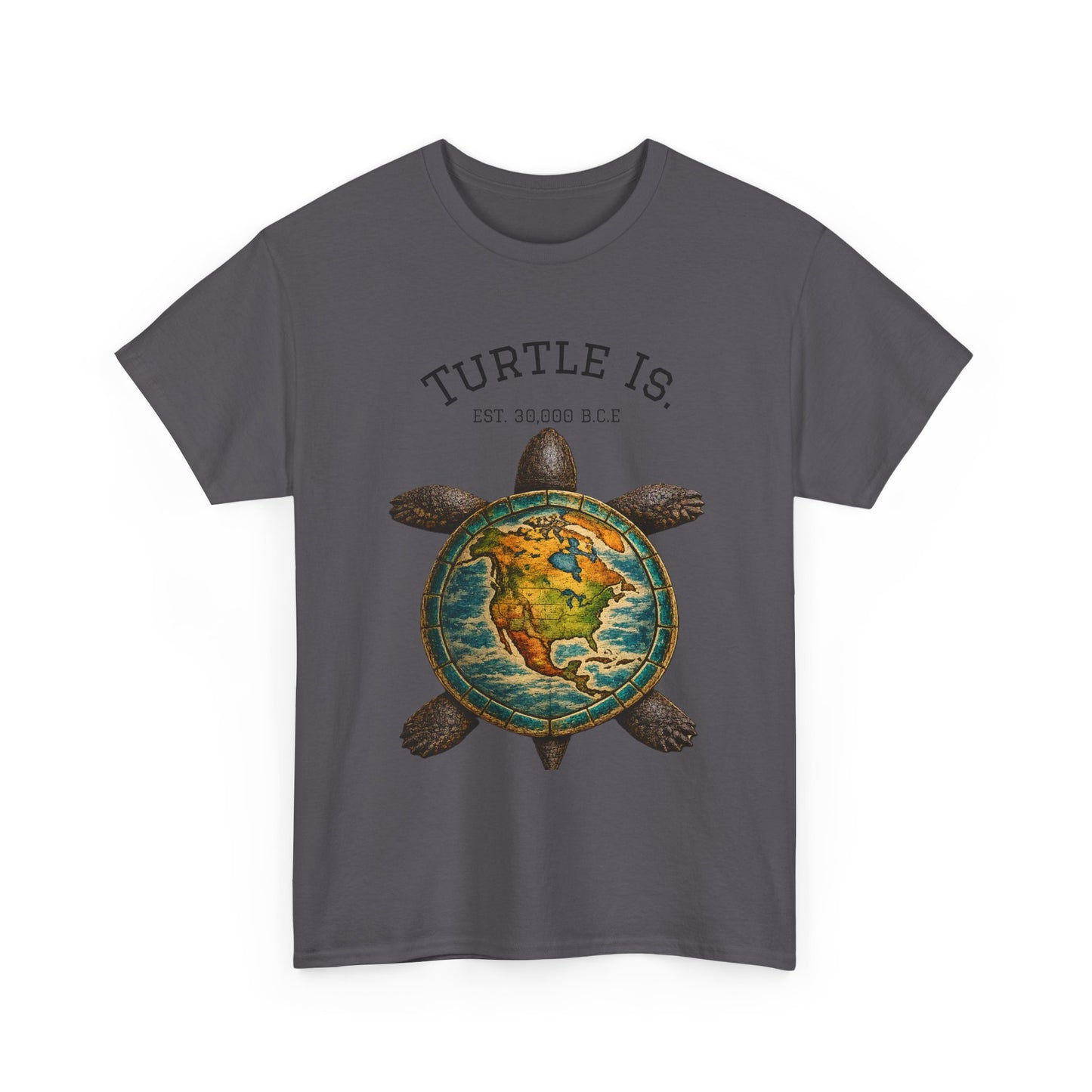 Turtle Globe Graphic Tee — "Turtle Is" Vintage Earth Turtle T-Shirt