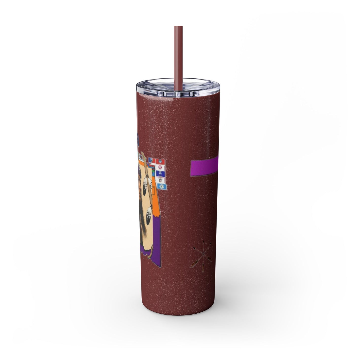 Apache 20oz Skinny Tumbler with Straw — Colorful Retro Design "Naishade"