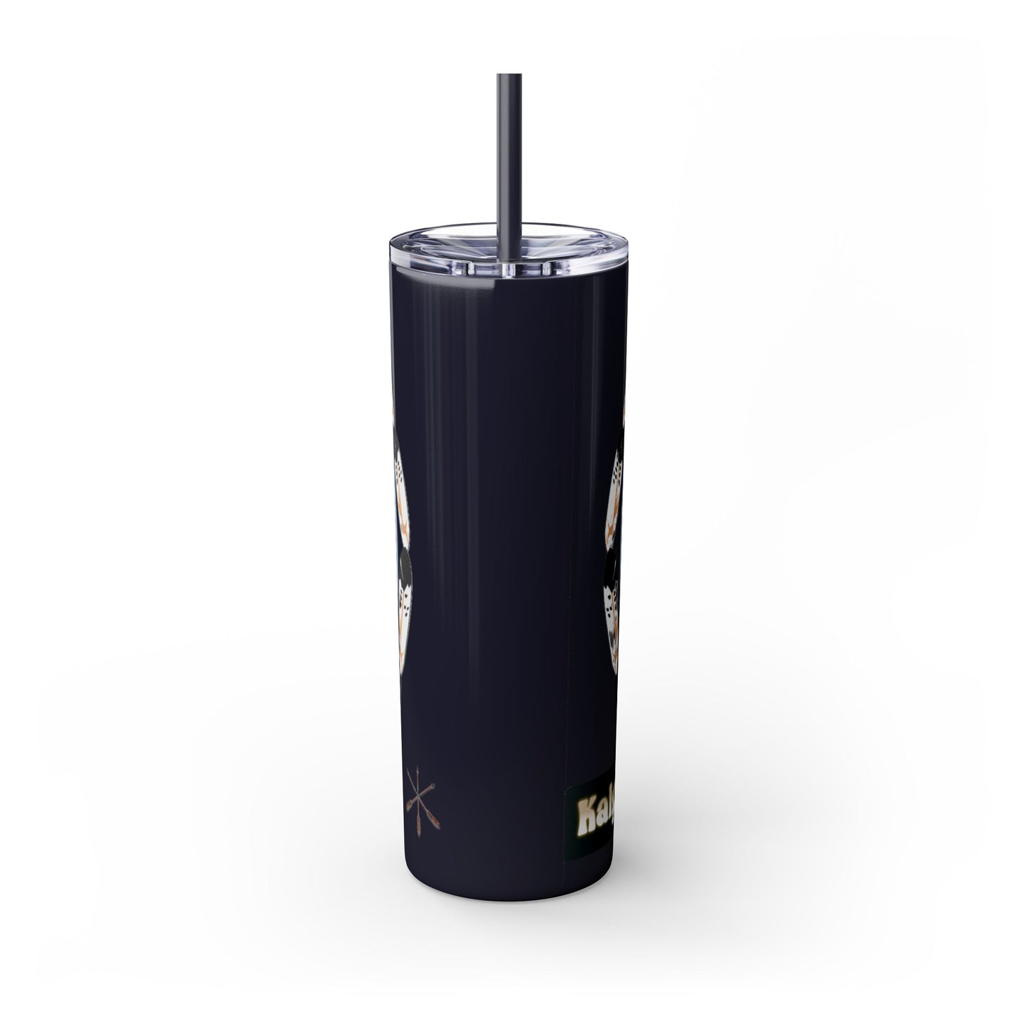 Kiowa Native Warrior on Horse 20oz Skinny Tumbler — Indigenous Heritage Travel Cup with Straw