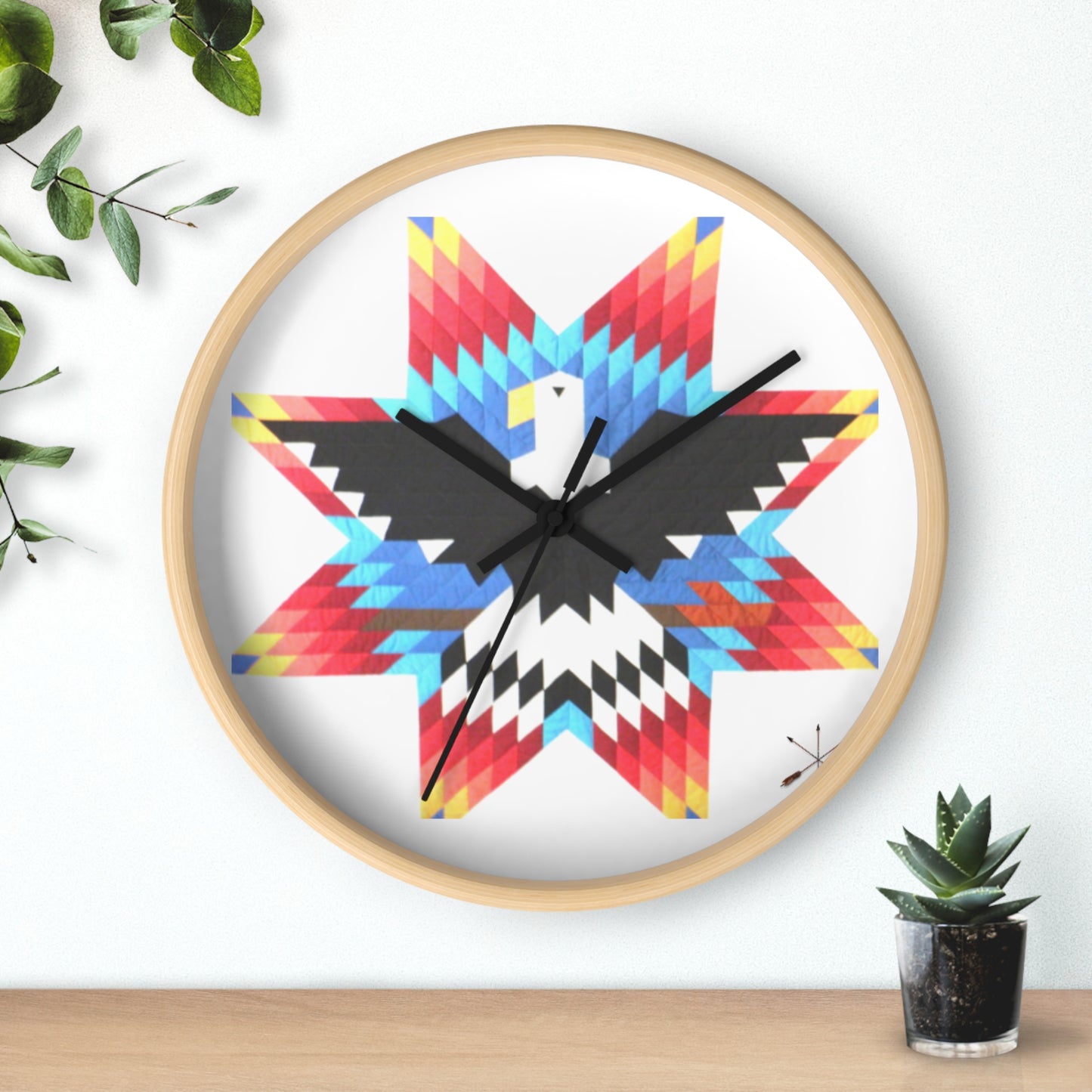 Southeaster Eagle Star Wall Clock — Native Pattern Decorative Clock