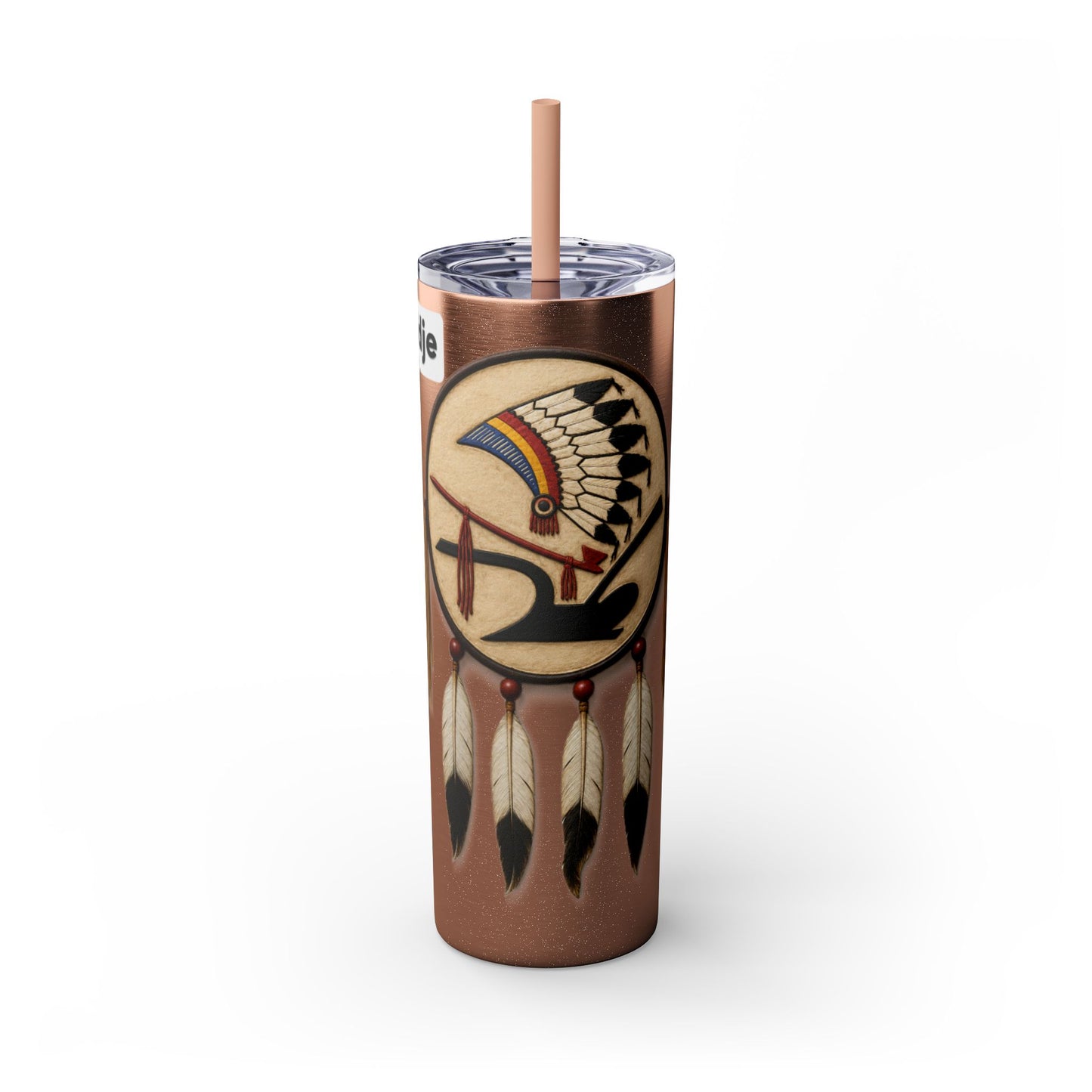 Iowa 20oz Skinny Tumbler with Native Dreamcatcher Design - 'Pahodje' Travel Straw Cup