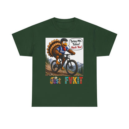 Turkey Mountain Biker Tee — 'Turkey Mtn Tulsa! Heck Yeah!' Graphic T-Shirt