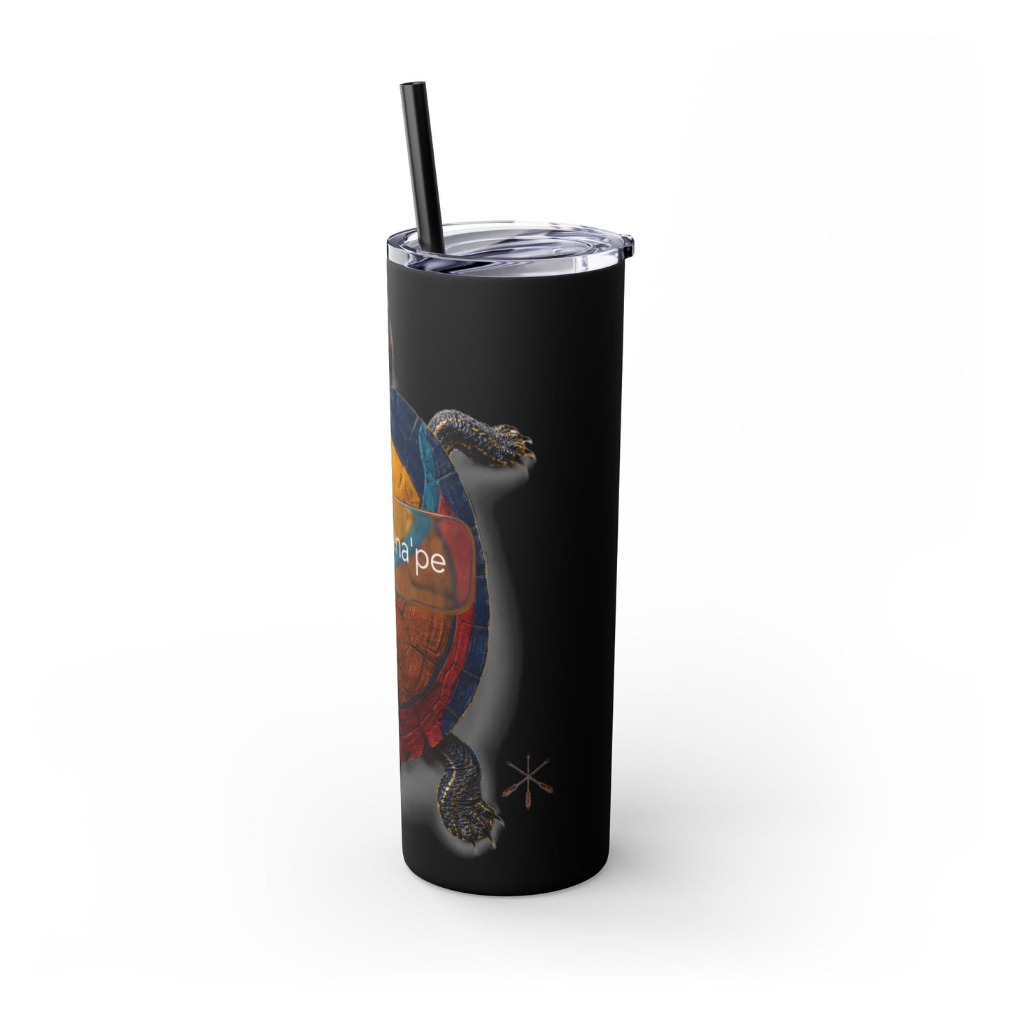 Delaware West Turtle Skinny Tumbler 20oz — Colorful Sea Turtle Travel Cup with Straw