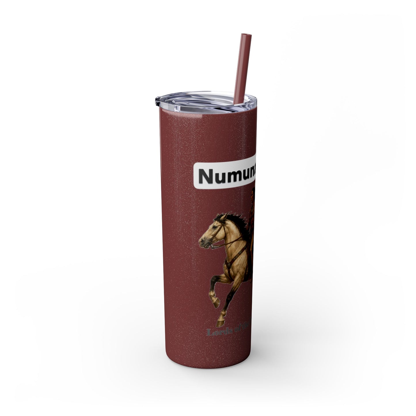 Comanche Numunah Warrior Horse 20oz Skinny Tumbler with Straw — Native American Inspired Travel Cup