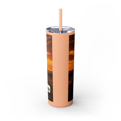 Ponca Sunset Teepee Skinny Tumbler — 20oz Insulated Straw Cup
