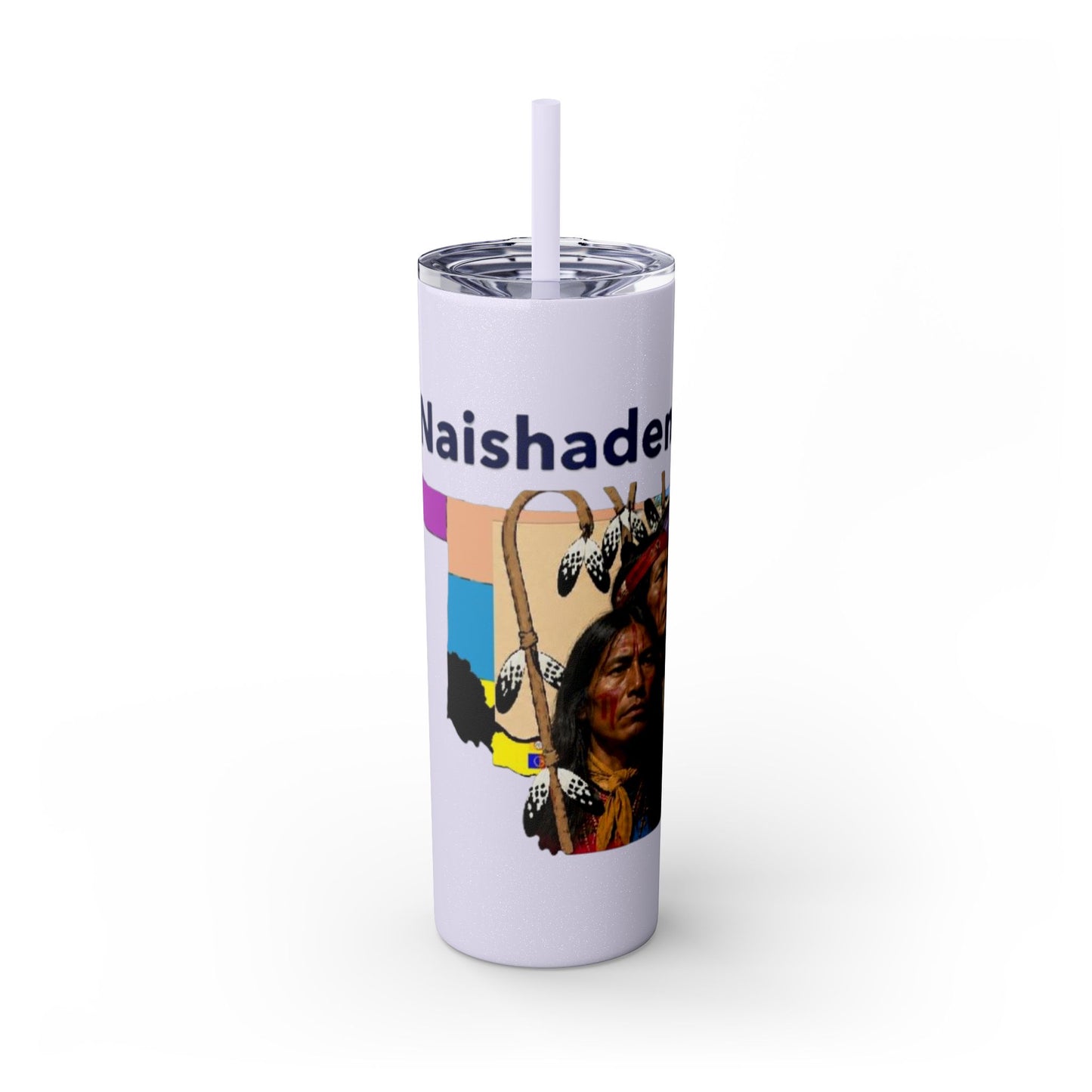 Apache 20oz Skinny Tumbler with Straw — Colorful Retro Design "Naishade"