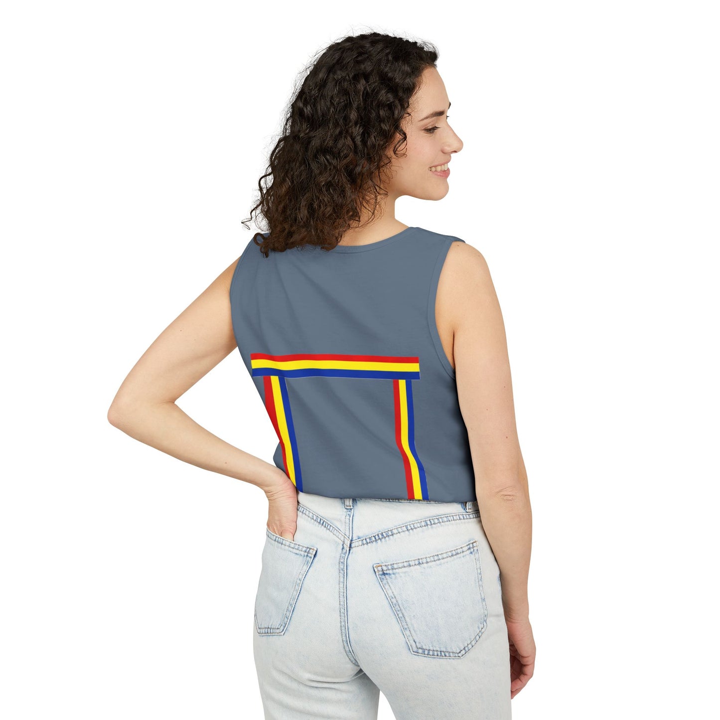 Blue Ribbon Shirt inpired Tank Top — Minimal Rainbow Ribbon Graphic
