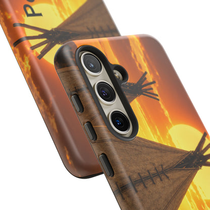 Ponca Sunset Tipi Phone Case — Personalized Native Teepee Landscape
