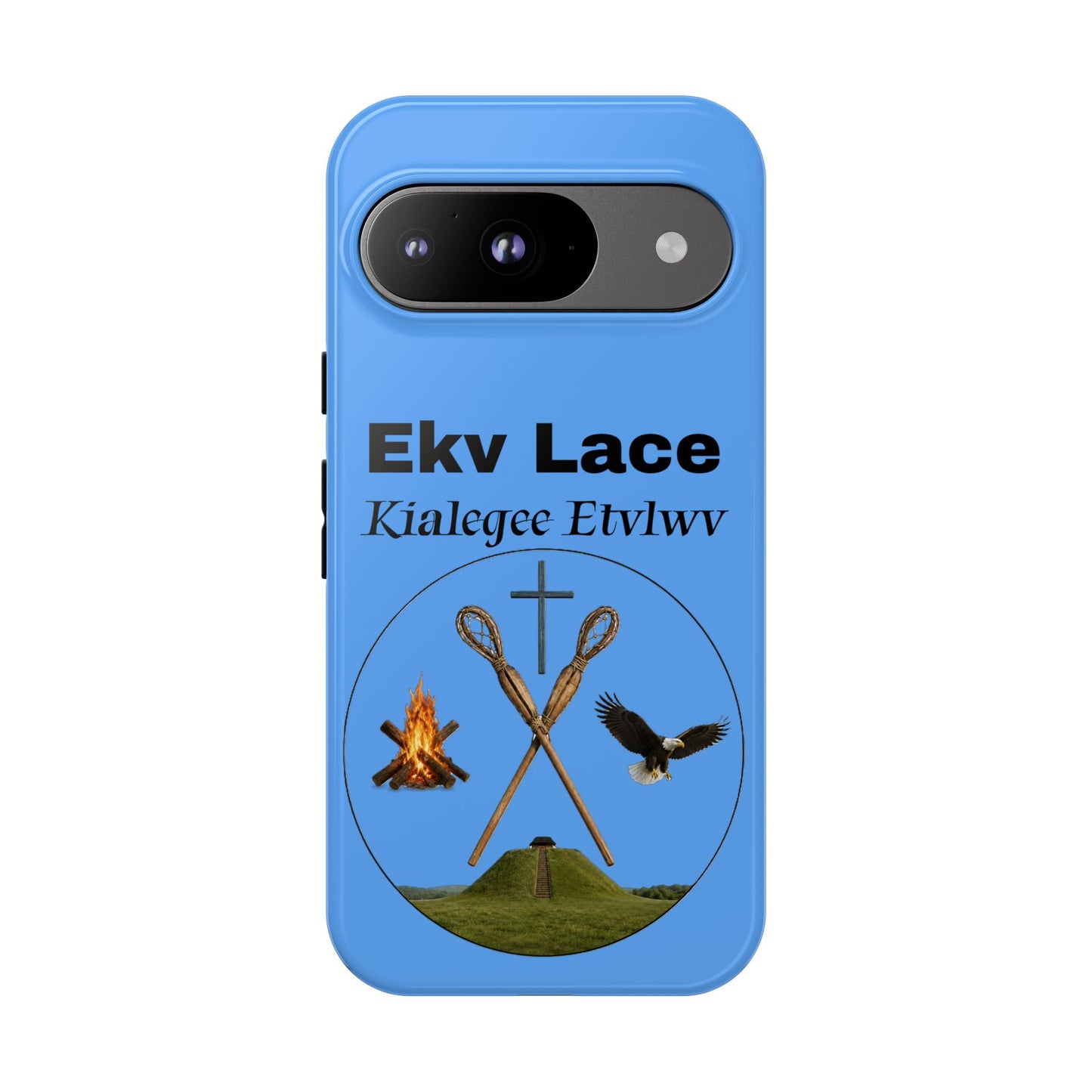Kialegee Protective Phone Case — Custom 'Ekv Lace' Cross & Campfire Design