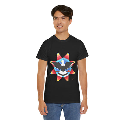 T-Shirt — Colorful Native Star Eagle Graphic Tee (Front Eagle Star, Back Crossed Arrows)