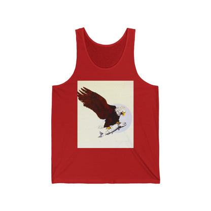 Eagle & Salmon Tank Top — Vintage Patriotic Graphic Muscle Tee