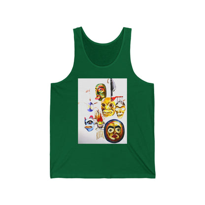 Native Mask & Arrow Tank Top — Tribal Mask Art Graphic Tank