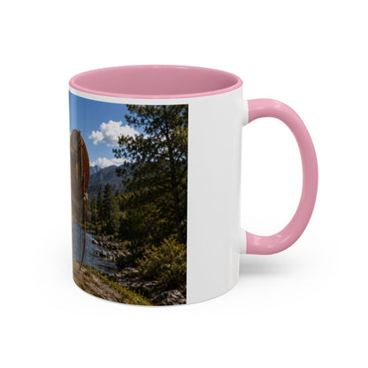 Chickasaw Warrior Statue Scenic Mug — Mythic Landscape Coffee Cup (11oz/15oz)