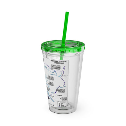 Blackhawk 16oz Tumbler with Straw — Illustrated Map & Raven Design